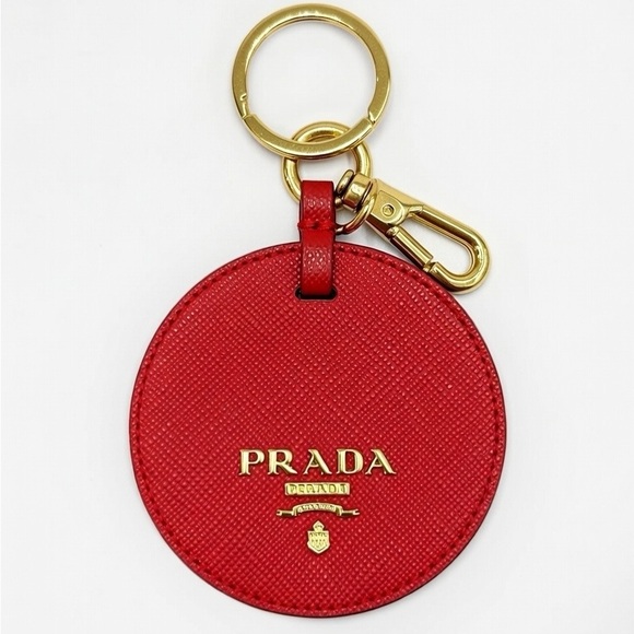 Prada Scarlet Red Keychain with Gold Accents